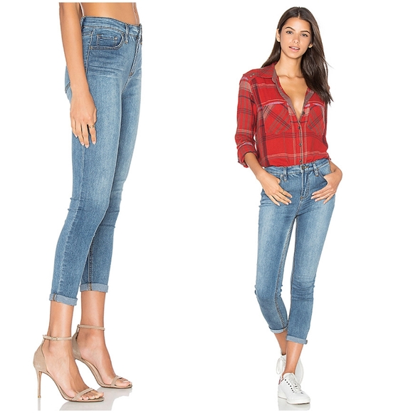 Free People Gummy High Rise Roller skinny cropped stretch Jeans dusty blue - Picture 4 of 16